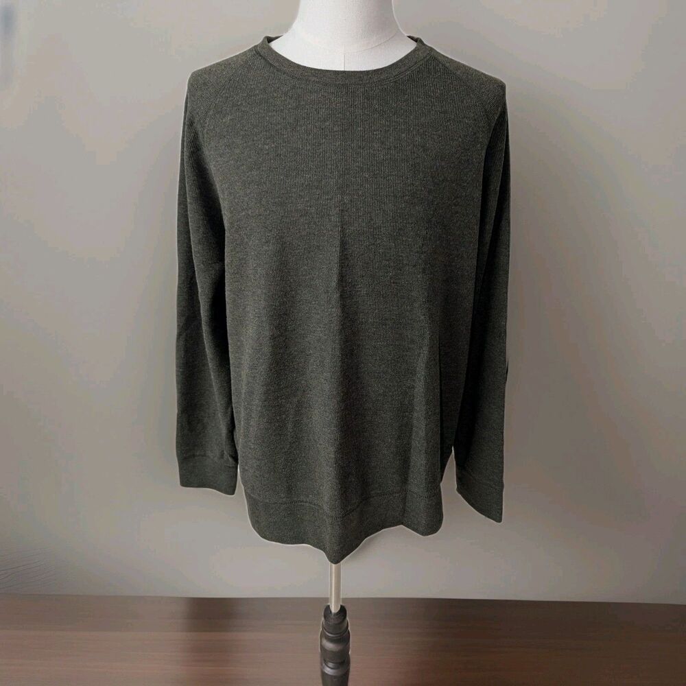 Banana Republic Sweater Men's XXL Knit Forrest Green Crewneck Relax Fit